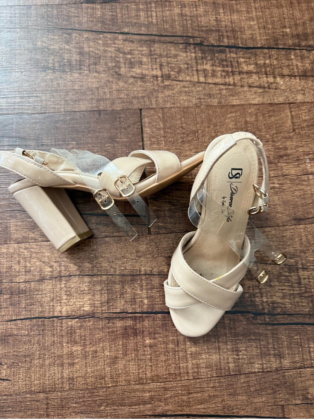 Girls' Beige Dress Sandals with Clear Straps